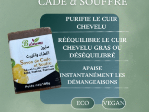 Shampoing solide Cade et Soufre – Purifiant Peau & Cuir Chevelu 100g